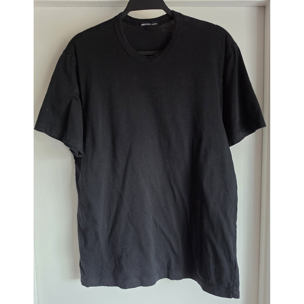 James Perse T-Shirt Size 3 Black Solid Round Neck Short Sleeve Cotton Tee Top